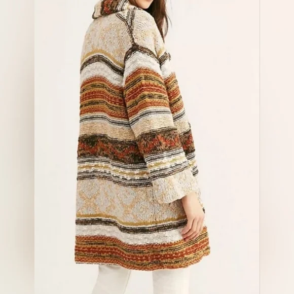 Free People Painted Desert Sweater Coat/Neutral - Picture 4 of 16
